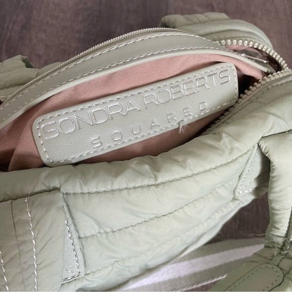 Sondra Roberts Squared Nylon Puffer Bag Mint Green Crossbody Bag - Picture 4 of 10